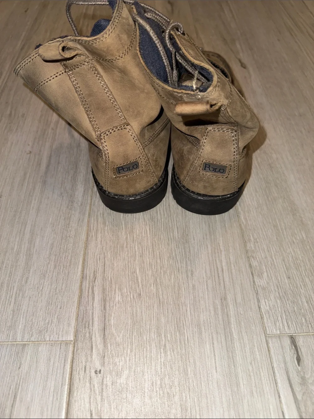 Ralph Lauren Tan Suede Lace-Up Ankle Boots